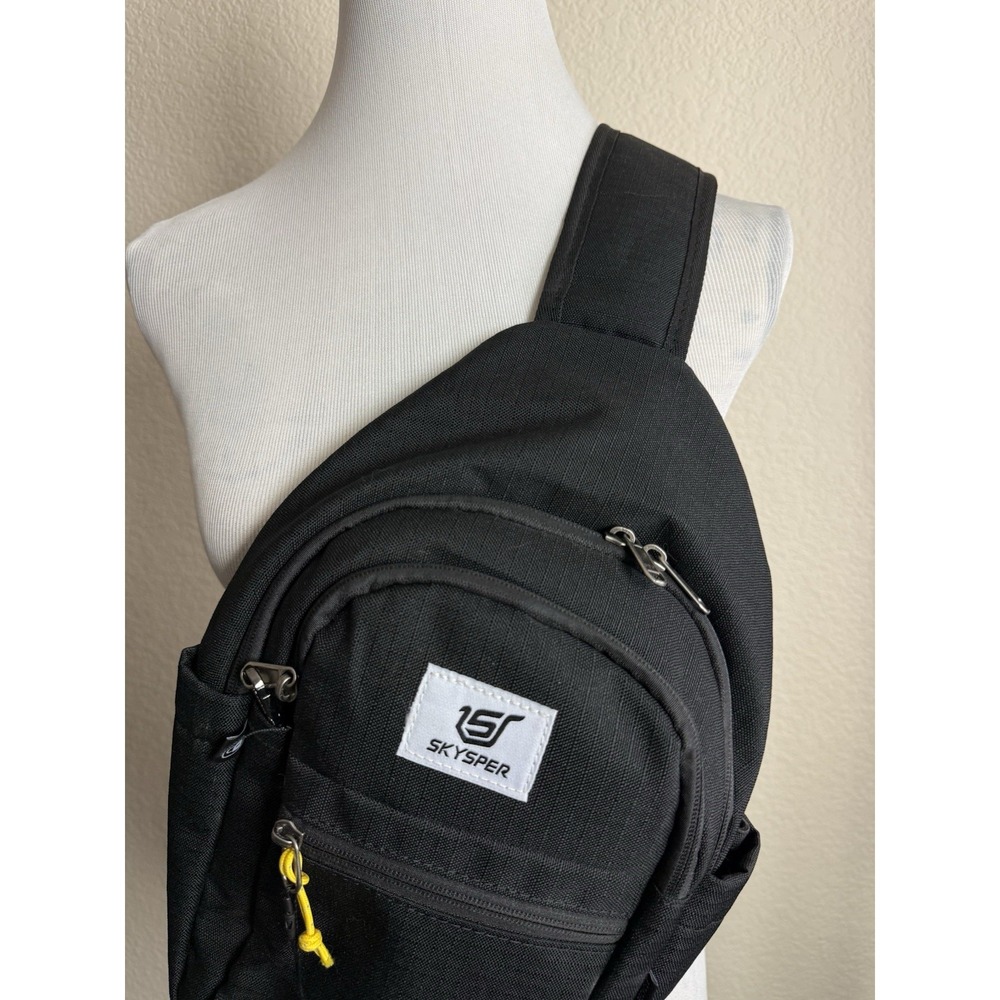 Skysper Sling Backpack Ehiker6 RFID Black Recycled Material Lightweight NWT
